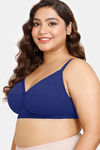 Rosaline Everyday Double Layered Non Wired Full Coverage Super Support Bra - Blue Depth2 — thumbnail 3
